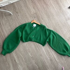 Green crop sweater top